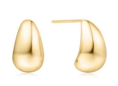 E G .jpg Sterling Silver gold plated small dome pear shape fashion earring