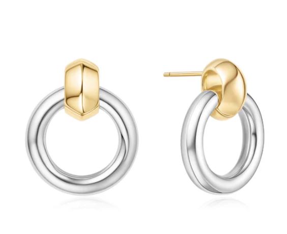 Sterling Silver two tone hoop earring