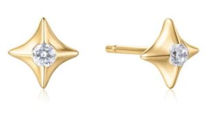 Sterling Silver gold plated cz sparking star stud earring