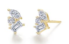 Lafonn Sterling Silver gold plated lassire simulated diamond cluster earrings tw 0.90cts