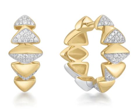 Sterling Silver gold plated cubic zirconia bold huggie hoop earring