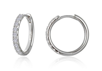 ECLP .jpg Sterling Silver platinum bonded lassire simulated diamon huggie hoop earring tw 0.60cts