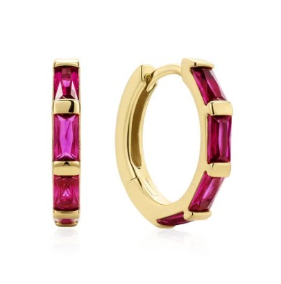 E G .jpg Sterling Silver gold plated Rose huggie hoop earring