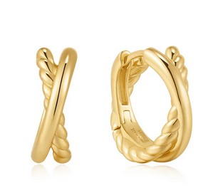 Sterling Silver gold plated entwined hual huggie hoop earring