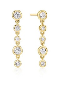 Sterling Silver gold plated molten cascade bezel set drop stud earrings