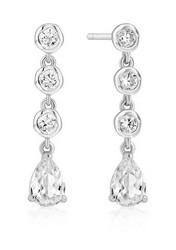 Sterling Silver rhodium plated molten cascade bezel set teardrop stud earring
