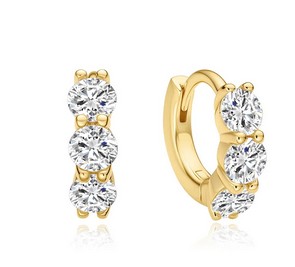 Sterling Silver gold plated trio sparkle huggie hoop earring