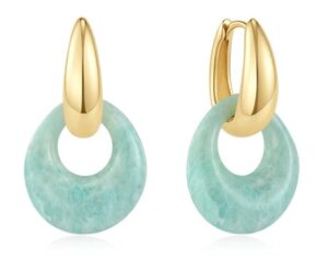 Sterling Silver Gold Plated Ania Haie Amazonite organic pebble drop earring