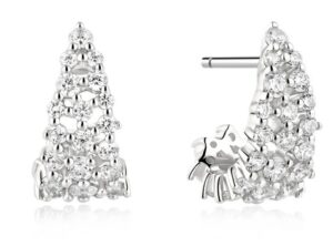 Sterling Silver Rhodium Plated Ania Haie pave open work cured cubic zirconia hoop earrings