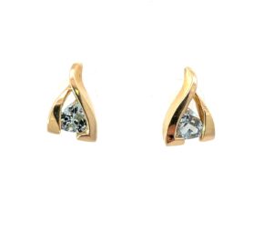 14kt yellow gold aquamarine tillion stud earring A tw 0.90cts