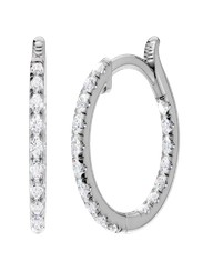 14kt white gold inside out lab grown IGI certified insideout huggie hoop earring tw 1/2ct VS, E/F color