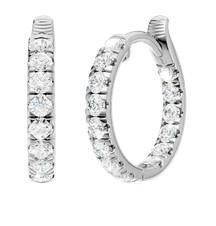 14kt white gold inside out lab grown IGI certified insideout huggie hoop earring tw 3/4ct VS, E/F color