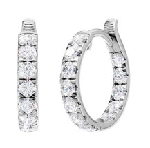 14kt white gold inside out lab grown IGI certified insideout huggie hoop earring tw 1.00ct VS, E/F color