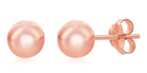 Sterling Silver rose plated 6mm ball earrings
