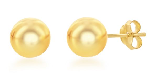 ER MM GP .jpg Sterling Silver gold plated 8mm ball earring