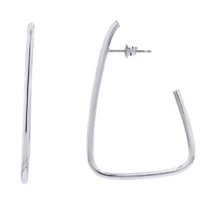 14kt white gold J open hoop earring with friction backs