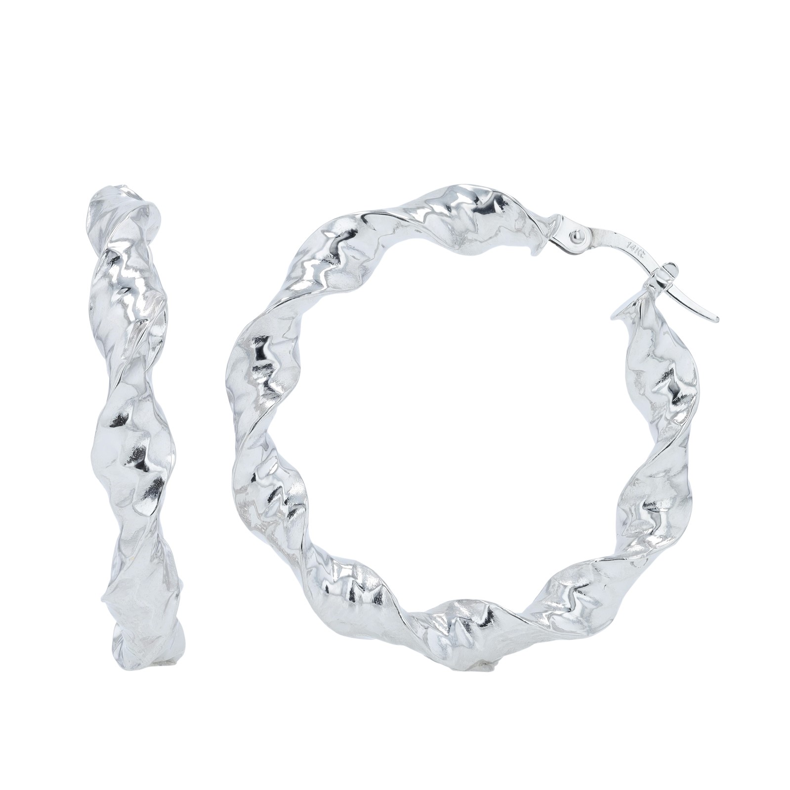 ERS .jpg 14kt white gold twisted shiny hoop earring