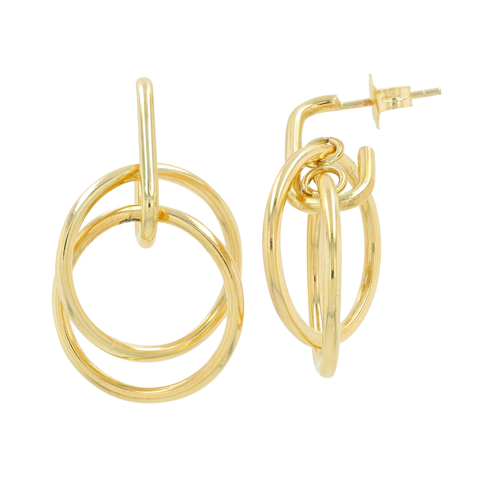 ERS .jpg 14kt yellow gold gold Italy made fashion dangle double circle earring