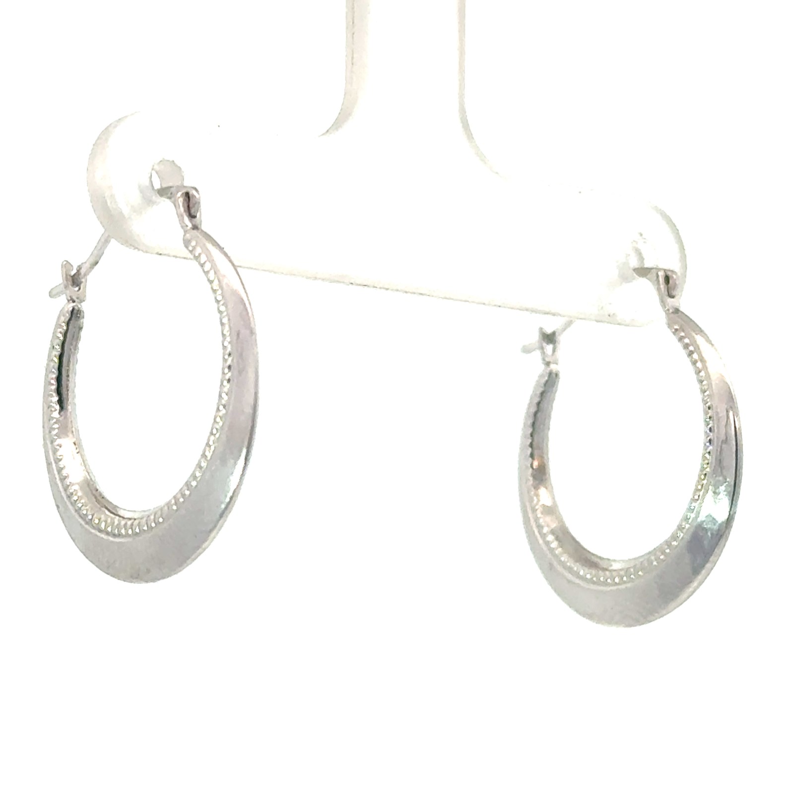 ERS .jpg 10kt white gold high polished and beaded hoop earring