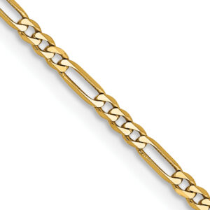 14kt y/g solid 1,80mm figaro chain with claw catch closure 18"