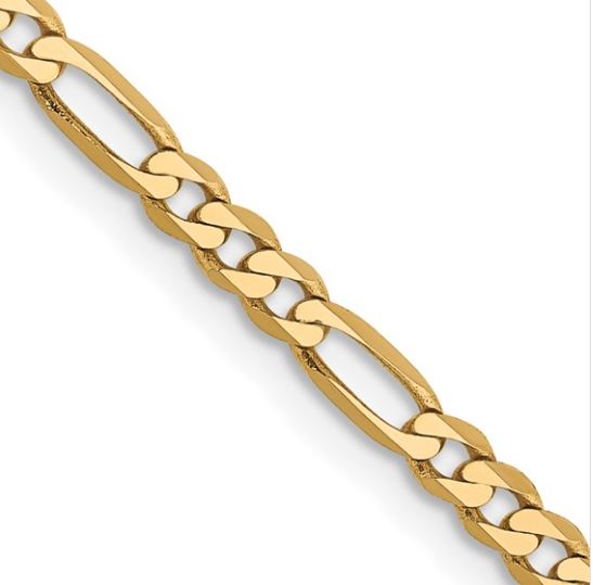 FFL .jpg 14kt yellow gold 2.75mm figaro chain with claw catch closure 22"