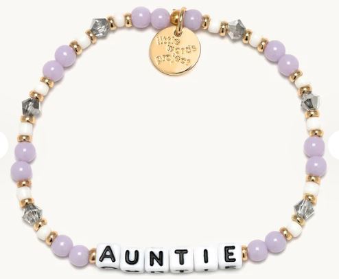 FMC AUN LDH .jpg Little Words Project White "Auntie" Lavendar Haze stretch bracelet
