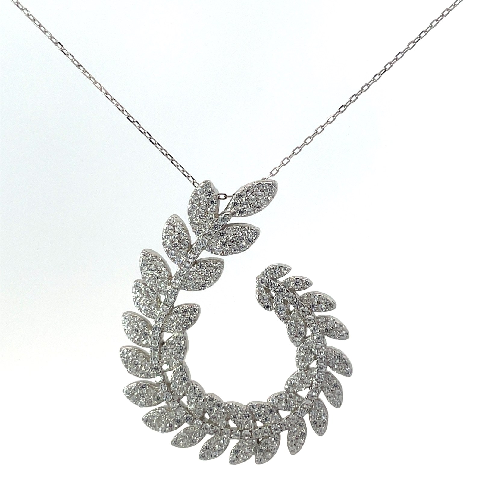 GN .jpg Sterling Silve cubic zirconia fashion statement necklace on adjustable chain
