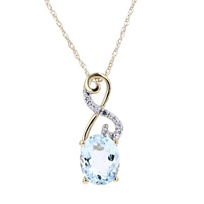 GPD .jpg 14kt yellow gold genuine aquamarine and diamond swirl pendant D tw 0.02cts Q tw 1.64ct SI, H