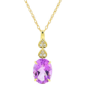 10kt yellow gold diamond and genuine amethyst heart pendant D tw 0.03cts A tw 1.10cts on 18" machine made rope chain 18"