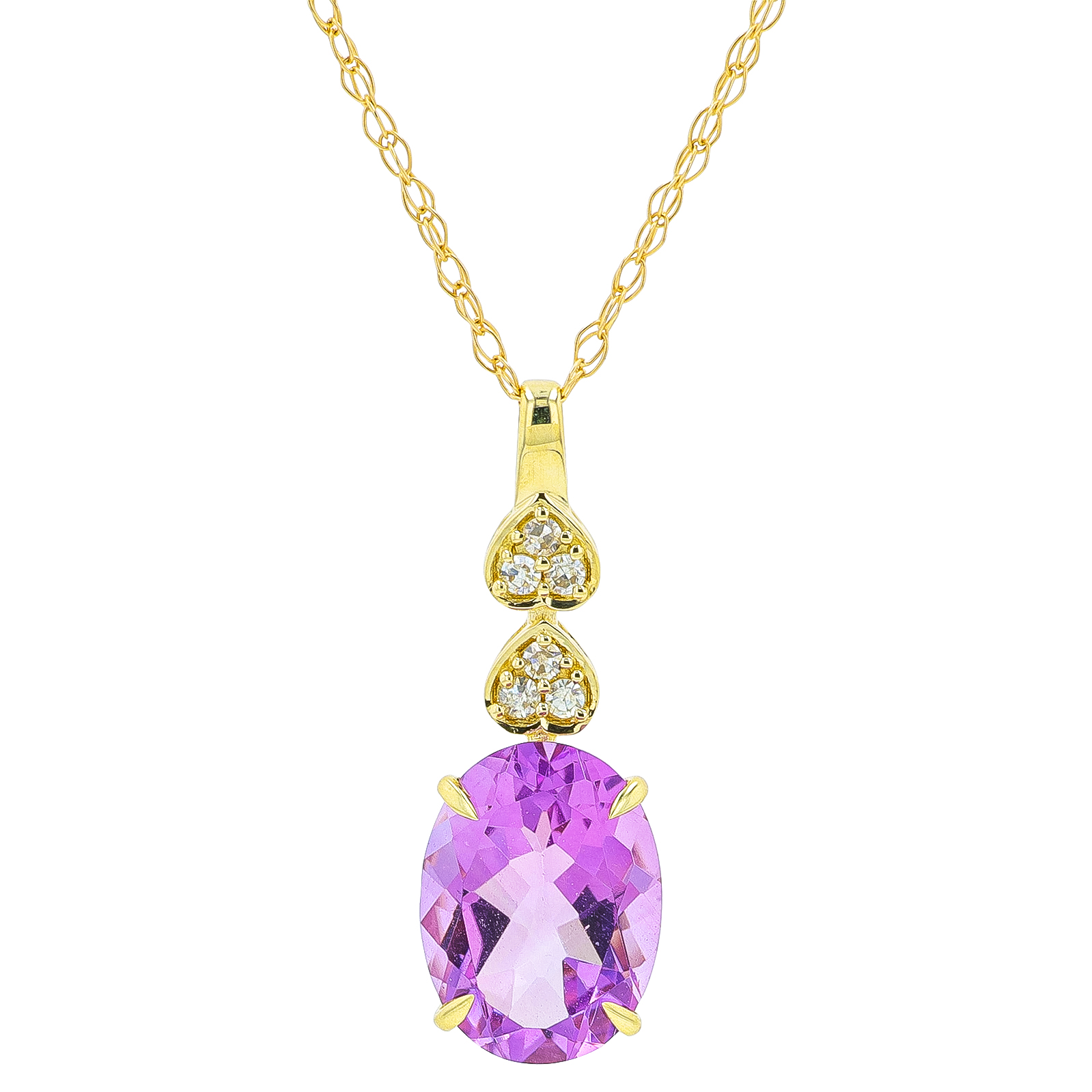 GPD .jpg 10kt yellow gold diamond and genuine amethyst heart pendant D tw 0.03cts A tw 1.10cts on 18" machine made rope chain 18"