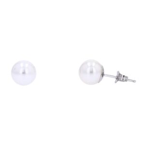 14kt white gold 7.0-7.5mm cultured pearl stud earring