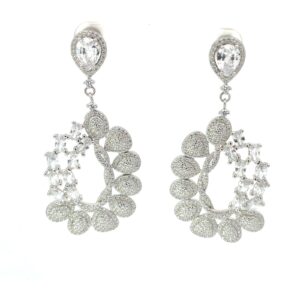 Sterling Silver dangle fashion cubic zirconia halo earring
