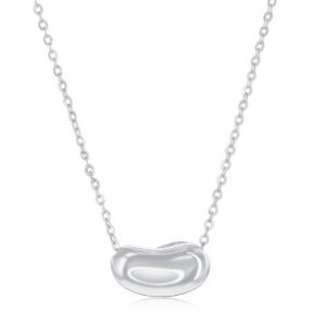 Sterling Silver bean shap shiny slide necklace