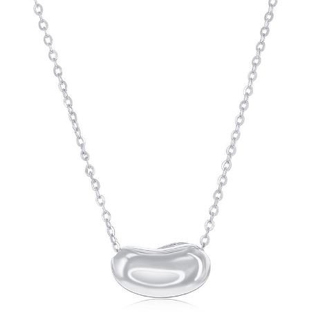 L .jpg Sterling Silver bean shap shiny slide necklace