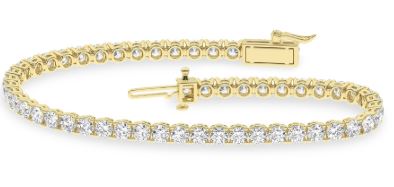 14kt yellow gold lab grown IGI certified diamond tennis bracelet tw 7.00cts VS clarity, colorless E/F