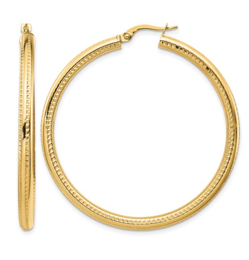 LE .png 14kt yellow gold fancy XL hoop earring 45mm