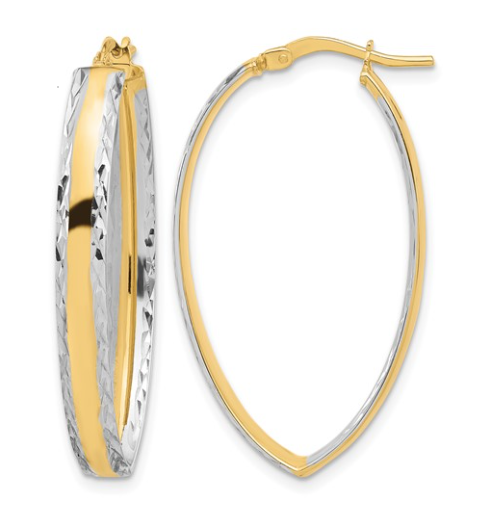 LE .png 14kt two tone high polished and diamond cut V shape large hoop earring