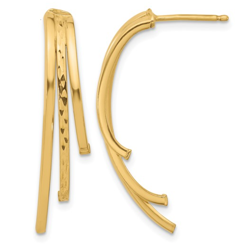 LE .png 14kt yellow gold polished and diamond cut 3 row drop post earring