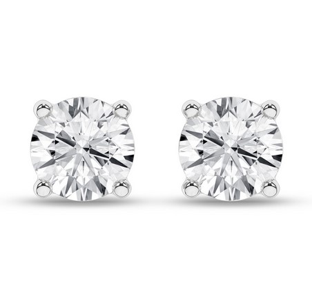 14kt white gold IGI certified lab grown diamond stud earrings tw 1.00cts VS, colorless E/F with heavy friction backs