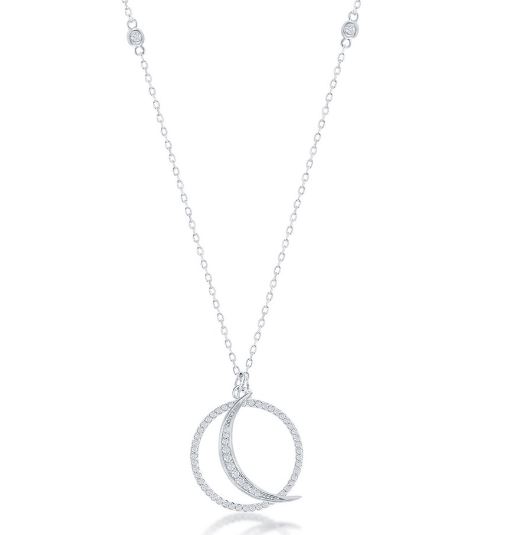 M .jpg Sterling Silver "I love you to the moon and back" Necklace on adjustable chain