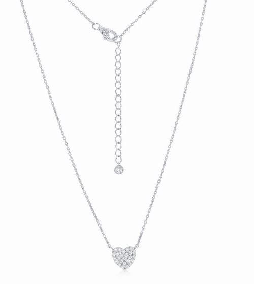 M .jpg Sterling Silver cubic zirconia heart necklace on adjustable chain 16+2"