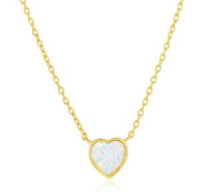 Sterling Silver gold plated mother of pearl petite heart pendant on adjustable chain 18"
