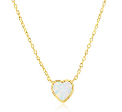 M GP .jpg Sterling Silver gold plated mother of pearl petite heart pendant on adjustable chain 18"