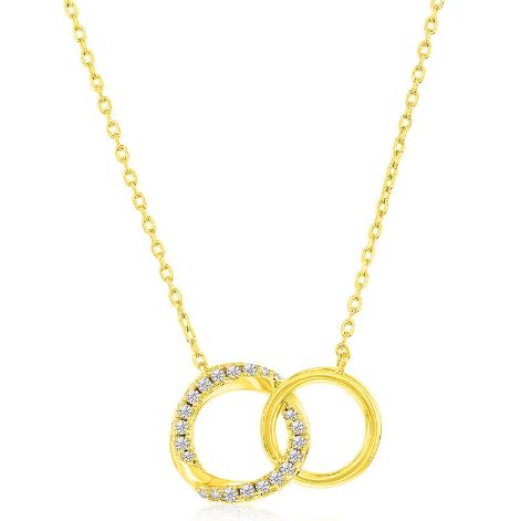 M GP .jpg Sterling Silver gold plated cz circle pendant 16+2"