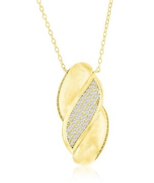 Sterling Silver brushed cubic zirconia and cz fashion desgin necklace adjustable chain