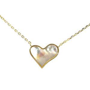 Sterling Silver gold plated mother of pearl pendant on adjustable chain 16+2"