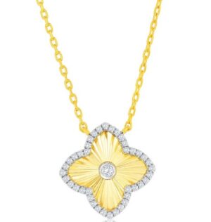 Sterling Silver diaond cut and cubic zirconia fashion necklace on adjustable chain