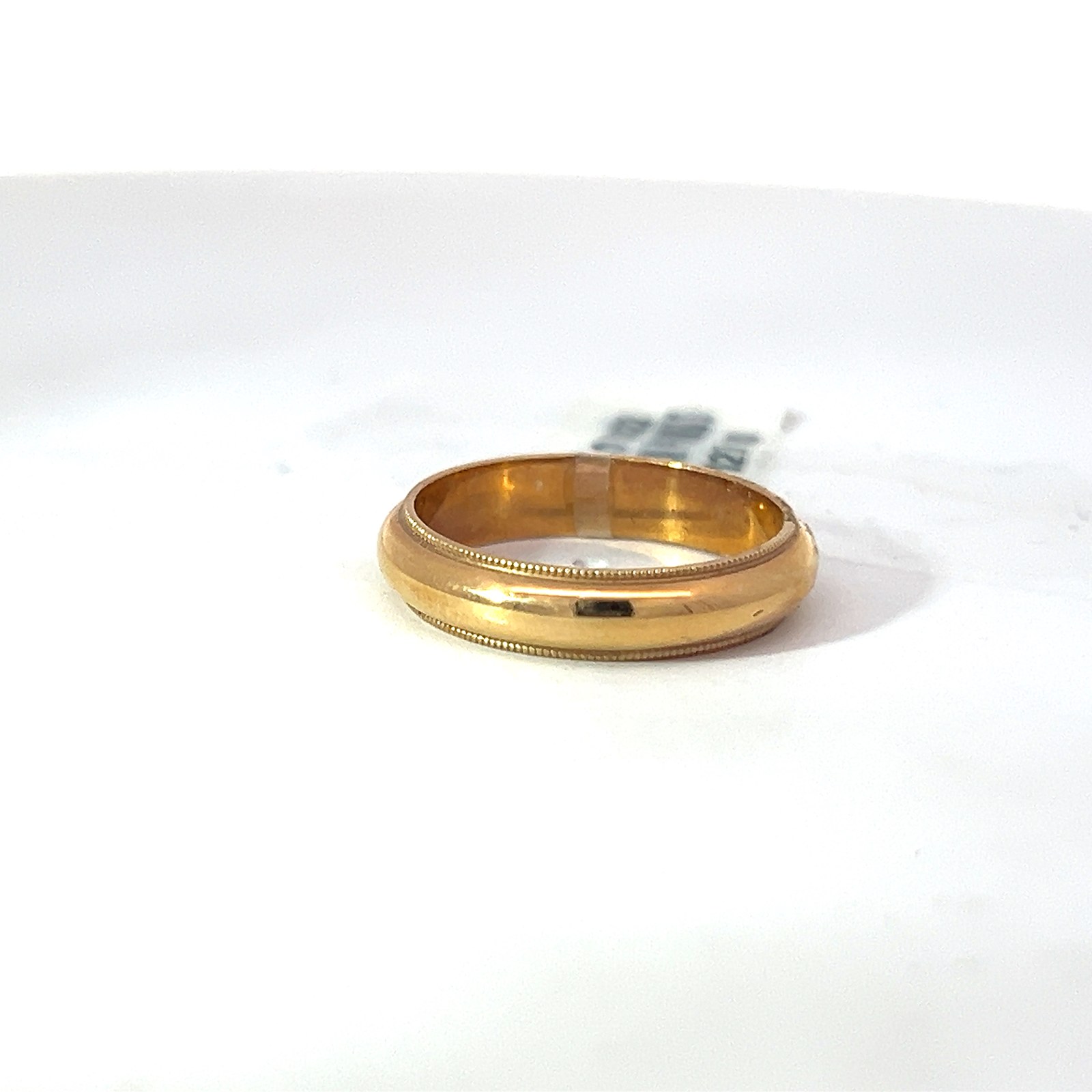 M L 14KT YG 4MM MILGRAIN EDGE BAND SIZE 5 1/2