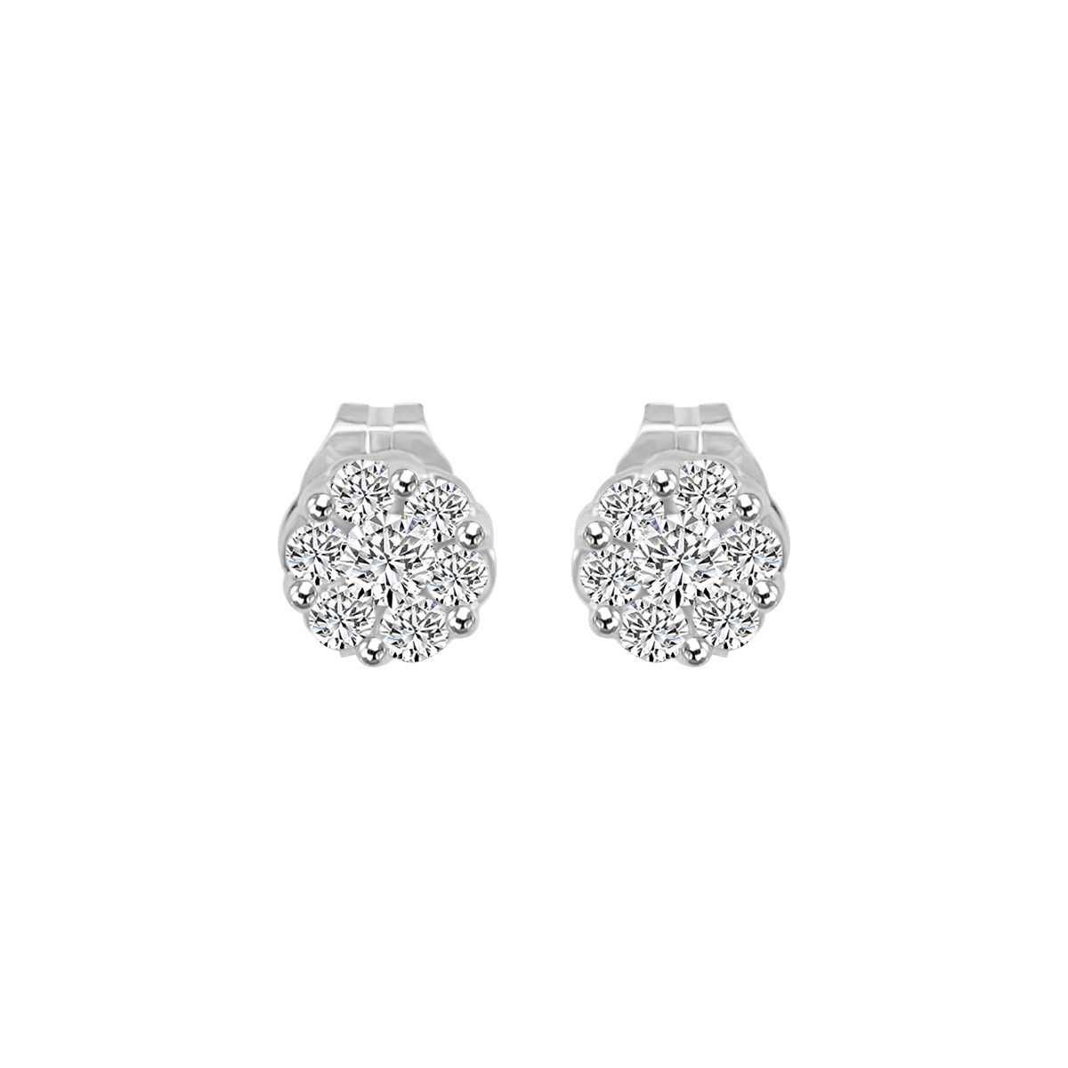 MEVB .jpg 10kt white gold diamond circle cluster earring tw 0.25cts SI, H