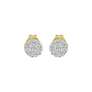10kt yellow gold diamond cluster flower earrings tw 0.25cts SI2, H/I